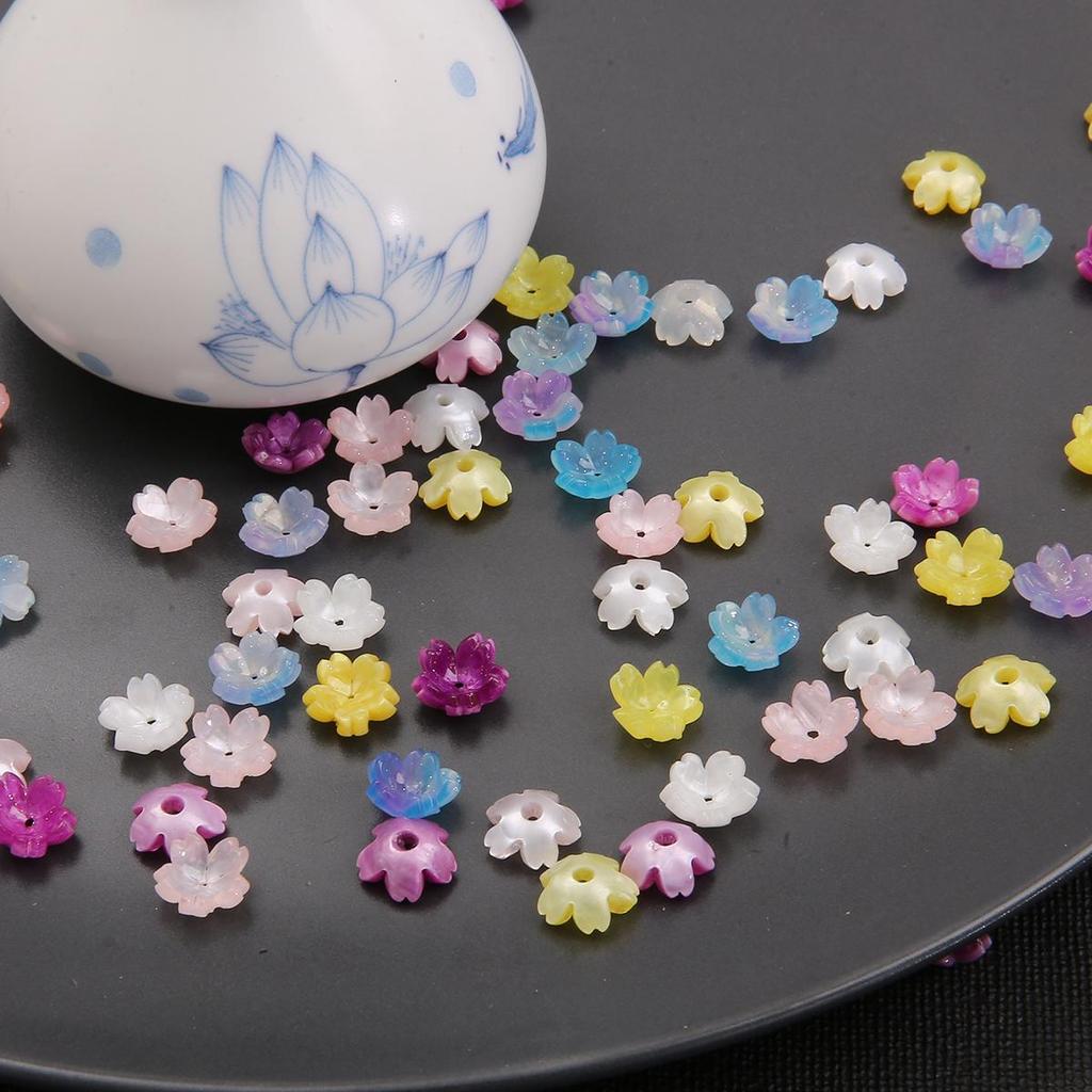 10pcs Acrylic Imitation Shell Flower Pendant Charm Beads for Jewelry Making Antique Accessories