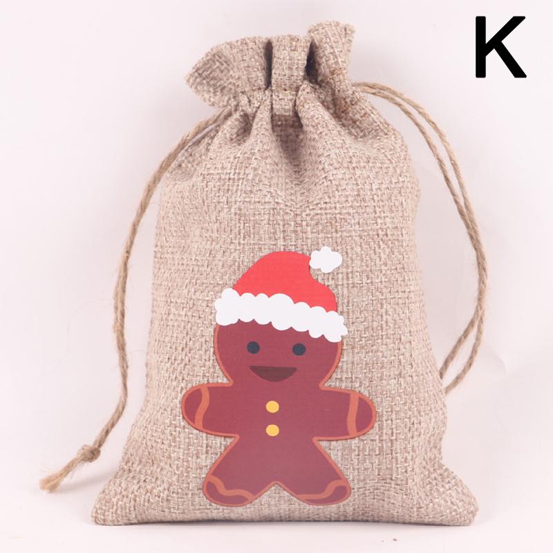 1 шт. Рождественский подарочный мешочек на шнурке из хлопка и льна, подарочные упаковочные пакеты для хранения ювелирных изделий и конфет MIT