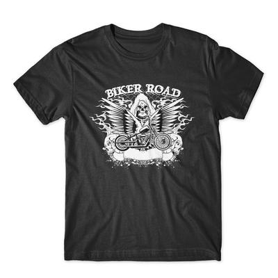 Футболка 'Biker Road'. Футболка с черепом для мотоциклистов 100% хлопок Премиум Новая