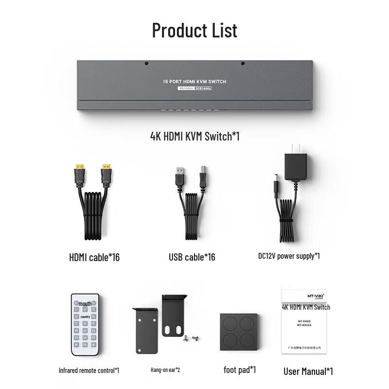 MT-viki 16-портовый 4K HDMI USB KVM-переключатель
