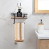 Wall Mounted Toilet Paper Holder Wooden Paper Phone Holder Storage Rack Paper Towel Holder  Hotel