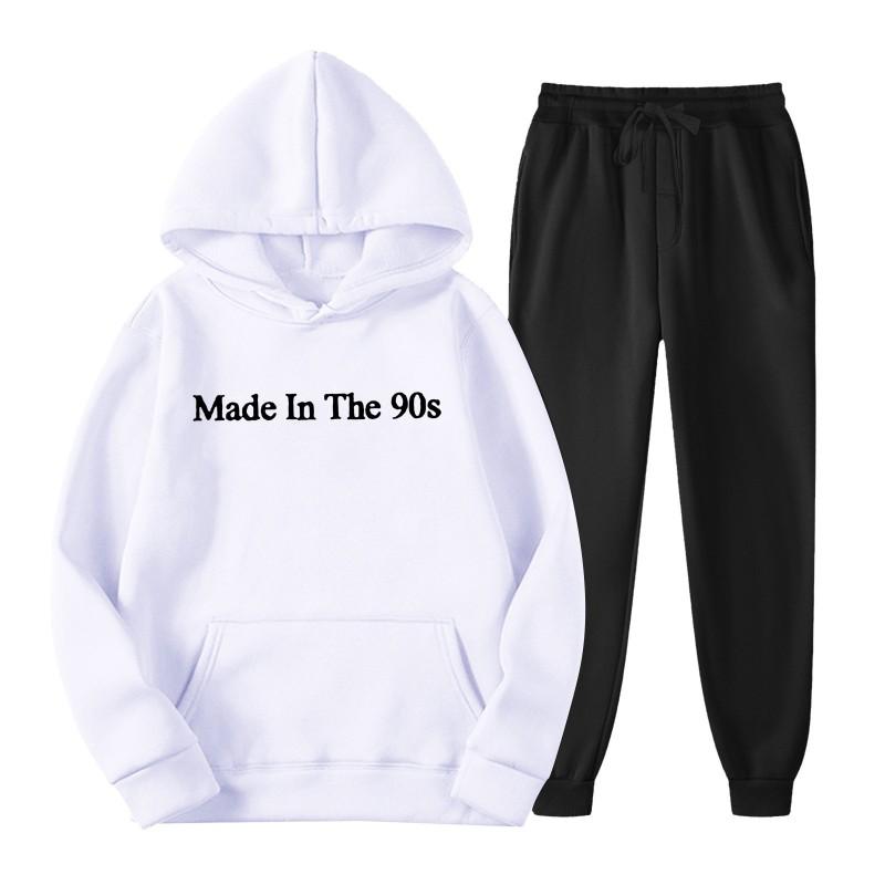 Trendy Unisex Hooded Fleece Lined Sweatshirt Tracksuit