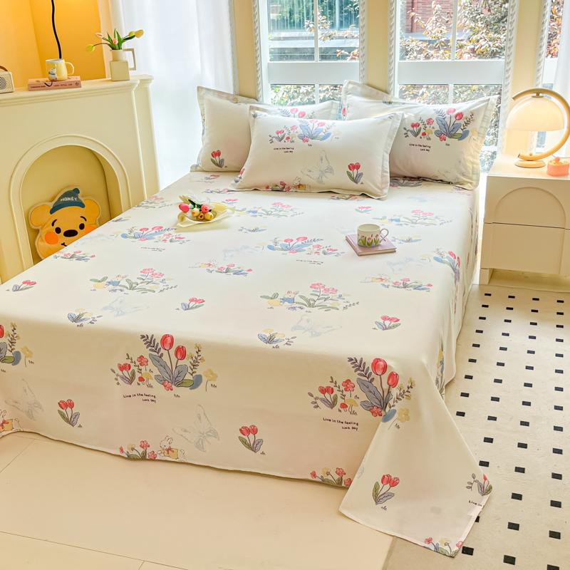 100% Cotton Flat Sheet Floral Style Bedsheet Skin-friendly Bed Linen Sabanas Para Cama Home Bed Flat Sheets (No Pillowcase)
