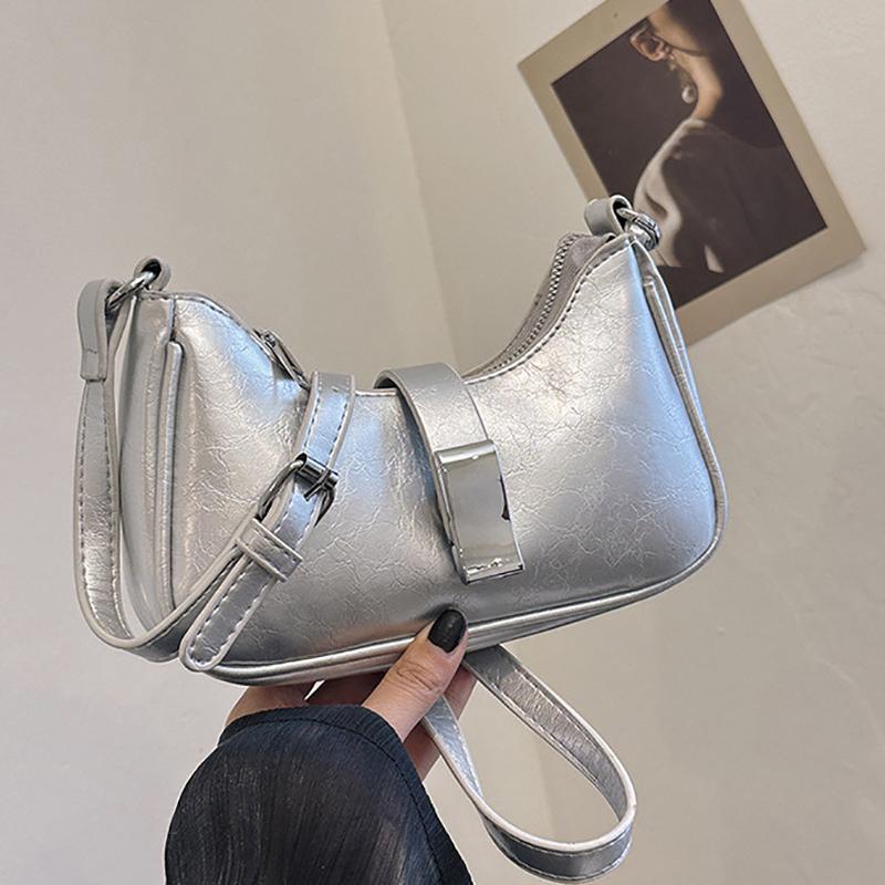 Women's One-shoulder Armpit Bag Monochromatic Texture Versatile Crossbody Bags Casual Elegant and New