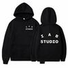 2026 Hip‑Hop Streetwear Men Pullover Hoodie Front & Back Letter Pattern Print Hooded Sweatshirt Loose Fit Casual Daily Male Tops