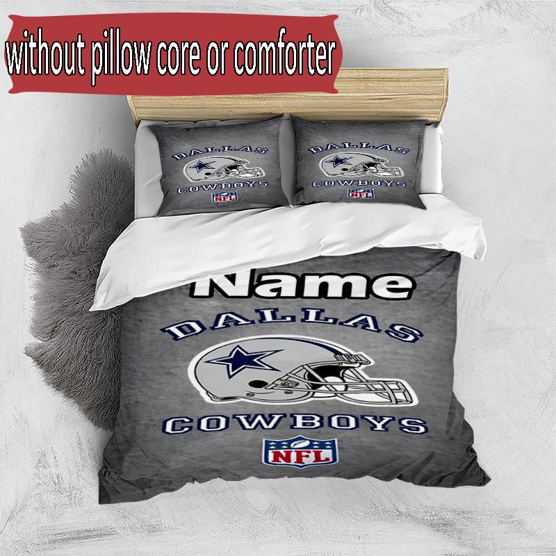 3pcs Duvet Cover Set (1*Duvet Cover + 2*Pillowcase, Without Core), Custom Name Dallas Cowboys Pattern Bedding Set, Home Bedroom Decor Gift
