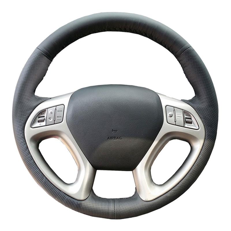 Оригинальный чехол на руль автомобиля «сделай сам», для Hyundai ix35 Tucson 2 2011-2015, кожаный чехол с оплеткой для рулевого управления