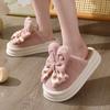 Autumn and Winter Bowknot Cotton Slippers for Women Warm Indoor Lovely Casual Home Cotton Shoes for Girls Plush Slippers