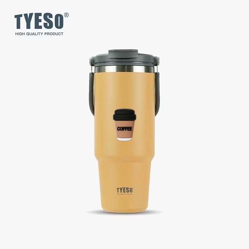 Tyeso 1200ML Vacuum Flasks Stainless Steel Coffee Cup Cold Hot Double-layer Insulated Big Capacity Cold Water Cup with Coffee Sticker