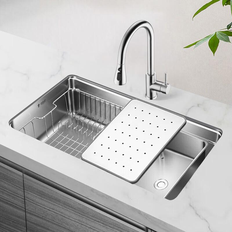 OULIN 304 Stainless Steel Single Bowl Kitchen Sink with Faucet