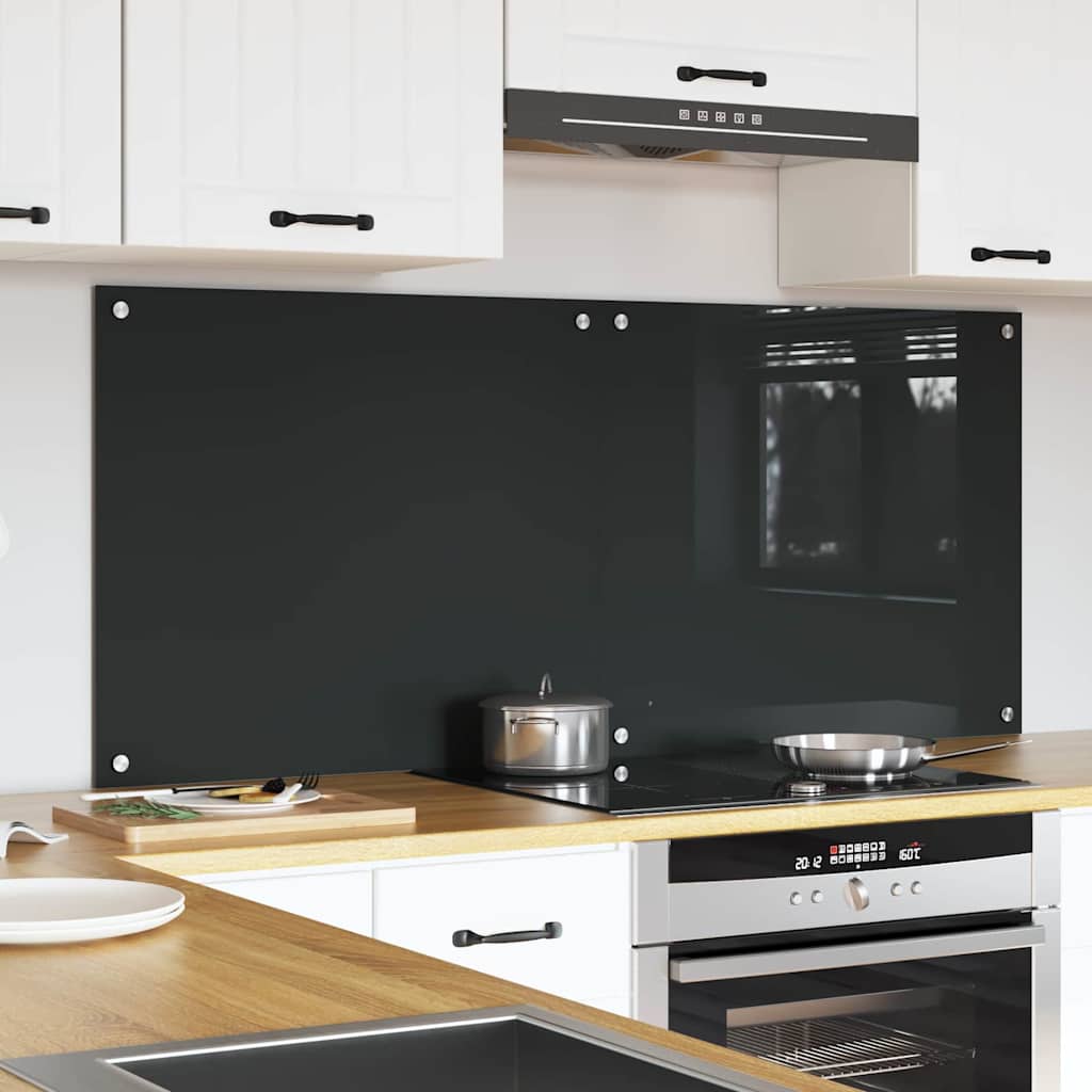 Kitchen Splashback 2 pcs Dark Grey 70 x 60 cm Tempered Glass