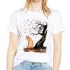 Women T Shirts Printing Graphic Fox Owl Summer Autumn Cute 90S Fashion Clothes Lady Tee Tops Female Kawaii T Shirt Women T-Shirt