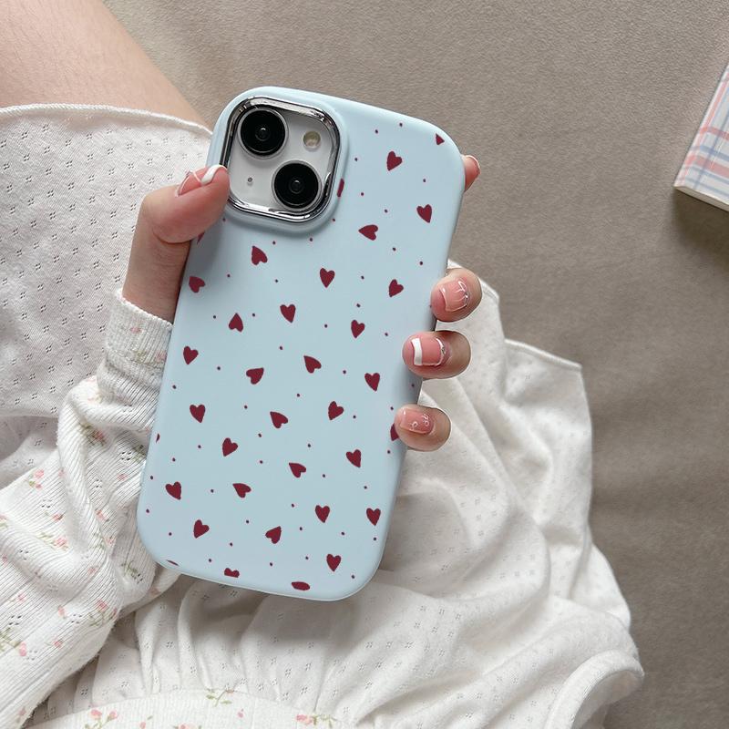 Чехол для телефона Huawei Honor 600 Lite 5G 50 Nova 10 7 9 SE P30 Pro Красный в горошек Сердечко Силиконовый с Металлическим Покрытием для Защиты Линзы