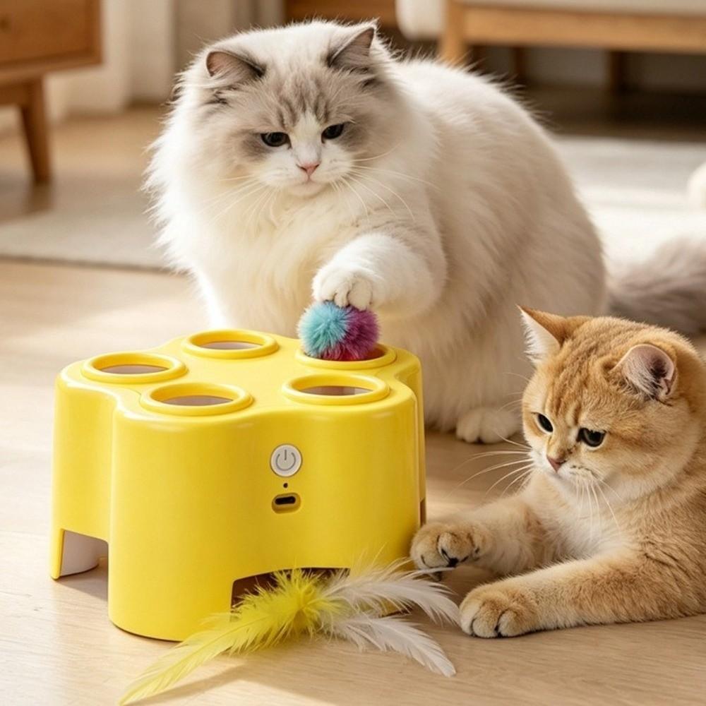 Funny Electric Cat Toy Simulation Feather Cat Chase Game Toy Cat Whack-a-mole Toy Indoor Playing