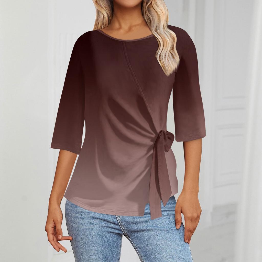 Женские топы с рукавом 3/4. Летние асимметричные футболки. Облегающие повседневные топы. Футболки. Пуловеры. Футболки. Летние топы. Топы с короткими рукавами.