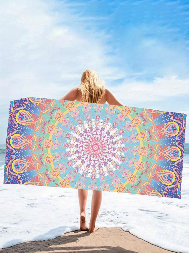 1 шт. Пляжное полотенце с узором мандала для бабушки, дедушки, мамы, папы, на фестиваль, день рождения. Быстросохнущее полотенце для ванны, йоги, туризма, плавания