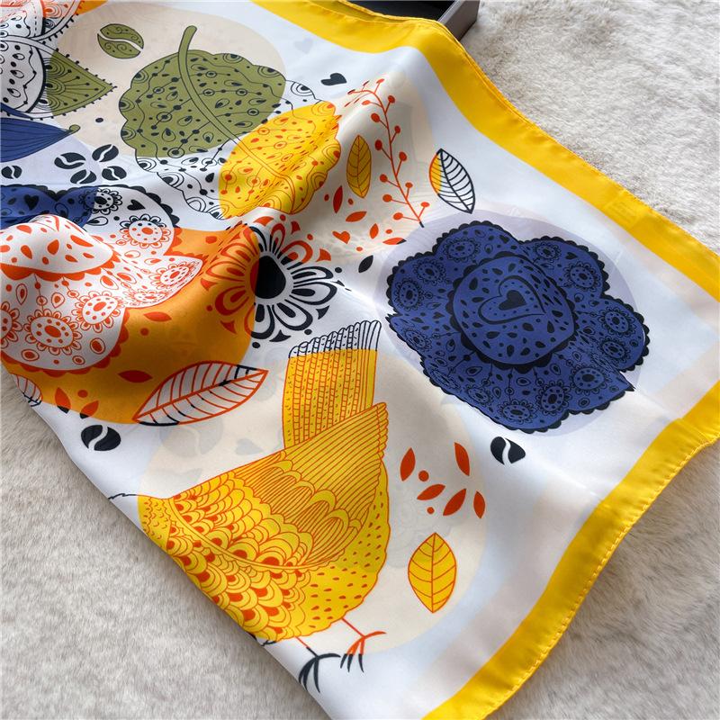 Роскошный брендовый квадратный шарф с принтом, разноцветный, имитация шелка, тонкий дышащий шейный платок, солнцезащитный платок в стиле ретро для женщин