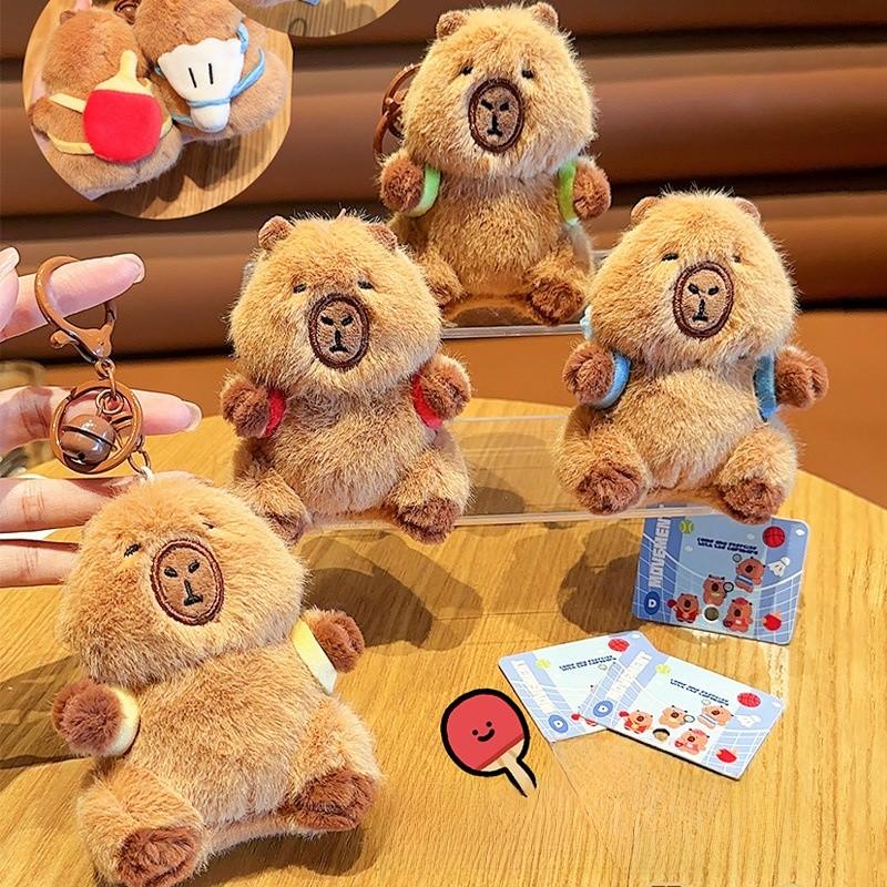 Jinnew Tennis Table Badminton Tennis Backpack Capybara Plush Keychain Pendant
