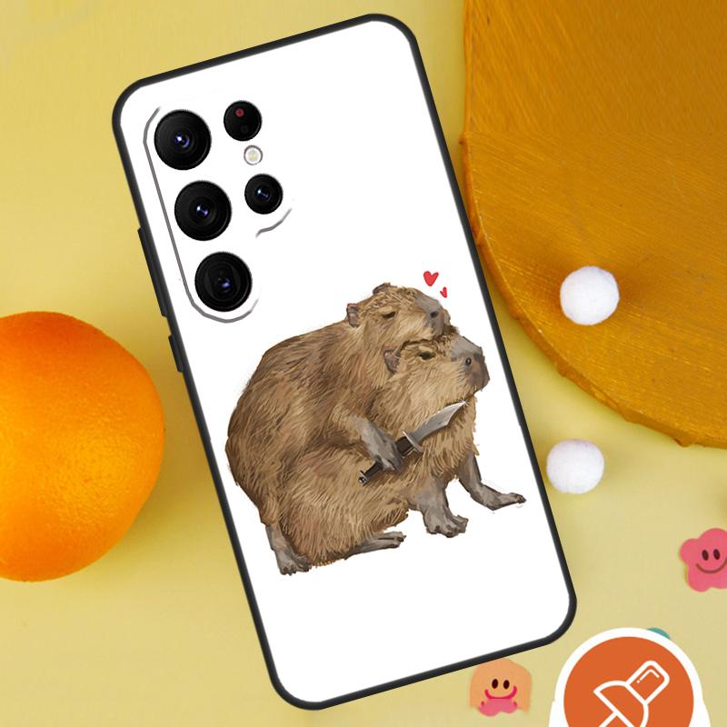 Cute Cartoon Capybara Phone Case For Samsung Galaxy S25 Ultra S24 S23 S22 S21 Ultra S9 S10 Plus S20 FE Funda Cover