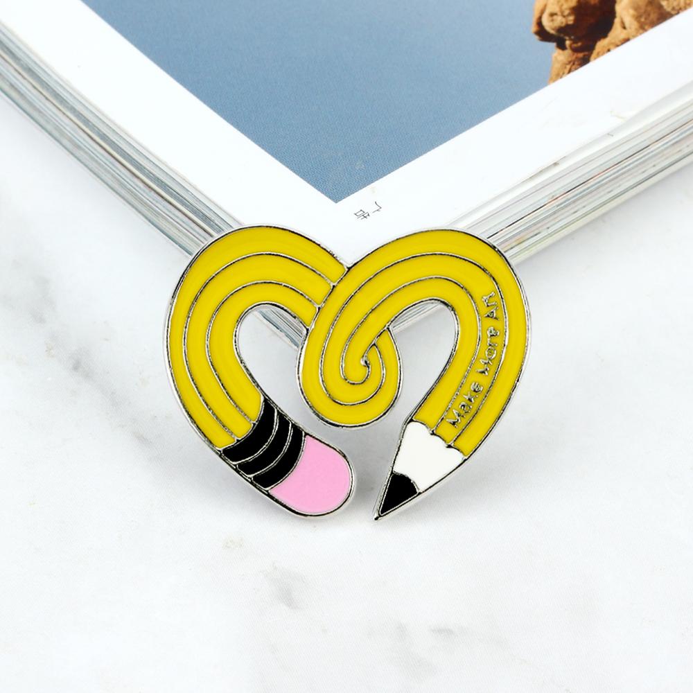 Cartoon Stationery Enamel Pin for Student Creative Rainbow Pen Pencil Ruler Chain Brooches Children Backpack Lapel Badge Jewelry