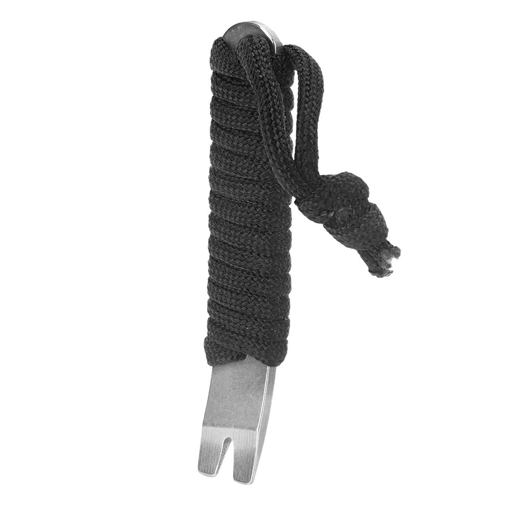 Stainless Steel Pocket Pry Bar with Paracord MultiPurpose Mini Crowbar Crank Scraper(Black )