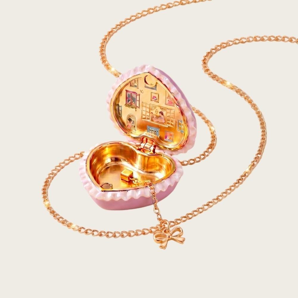 Adjustable Chain Opening Closing Phase Box Necklace Hinged Pendant Necklace For Women