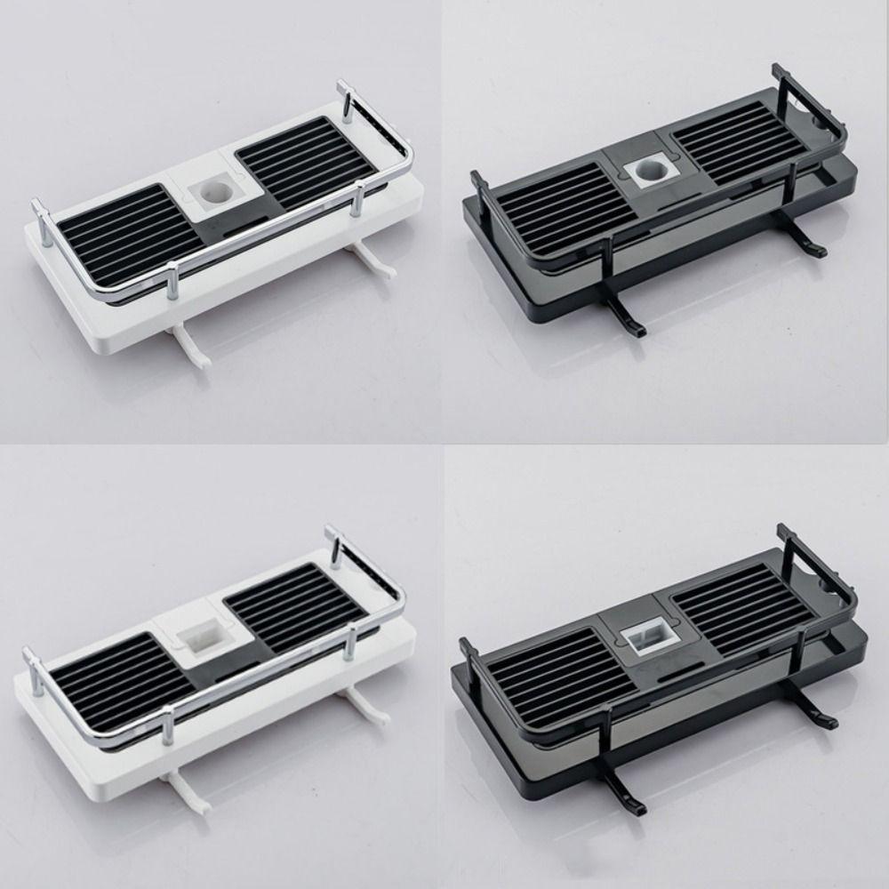 Punch-free Shower Rod Rack Bathroom Lift Rod Bracket Bathroom Shelf Shower Storage Hanging Basket