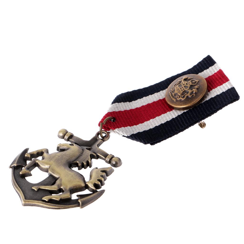 2 Pieces Unisex Vintage Navy Style Suit Medal Brooch Lapel Pin Punk Jewelry
