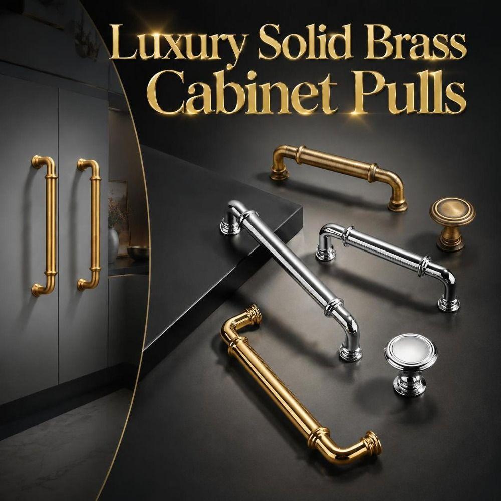 Anti Rust Brass Cabinet Pulls Polished Cabinet Knob Hardware Drawer Handles Furniture Cabinets