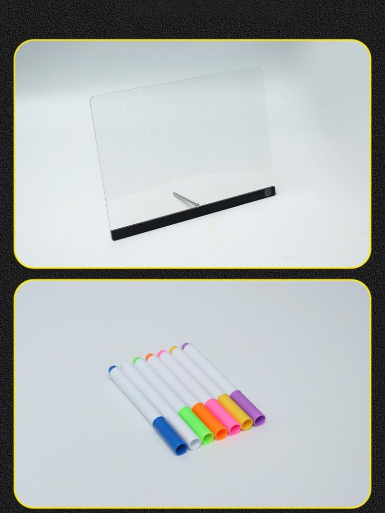 1 шт. Прозрачная акриловая доска для заметок с подсветкой, стираемая светящаяся рекламная доска для рисования от руки, ночник