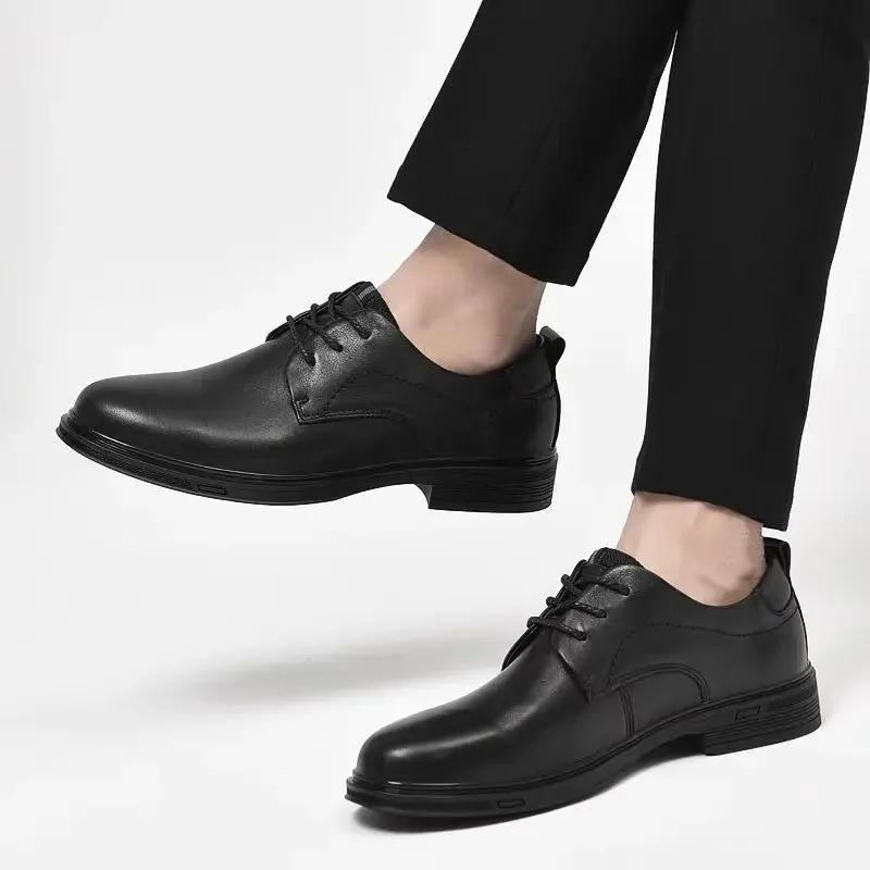 FashionSocial Shoe Male Elegant Pointed Toe Men's Formal Shoes Leather Casual Black 2024 Style Classic Legitimate Luxury Designer Party
