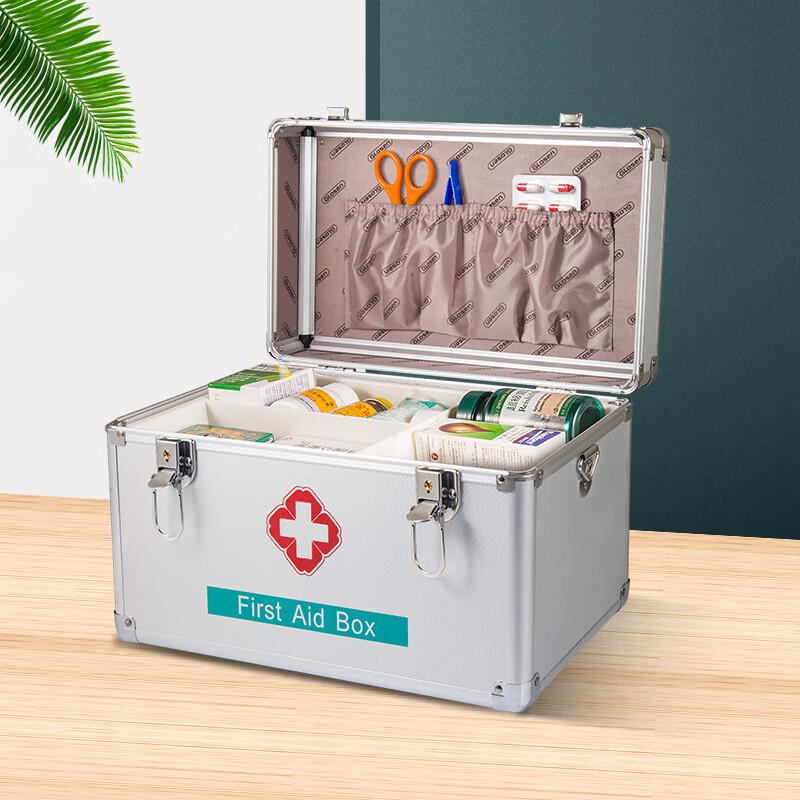 Aluminum Alloy Portable Double-Layer First Aid & Medicine Box