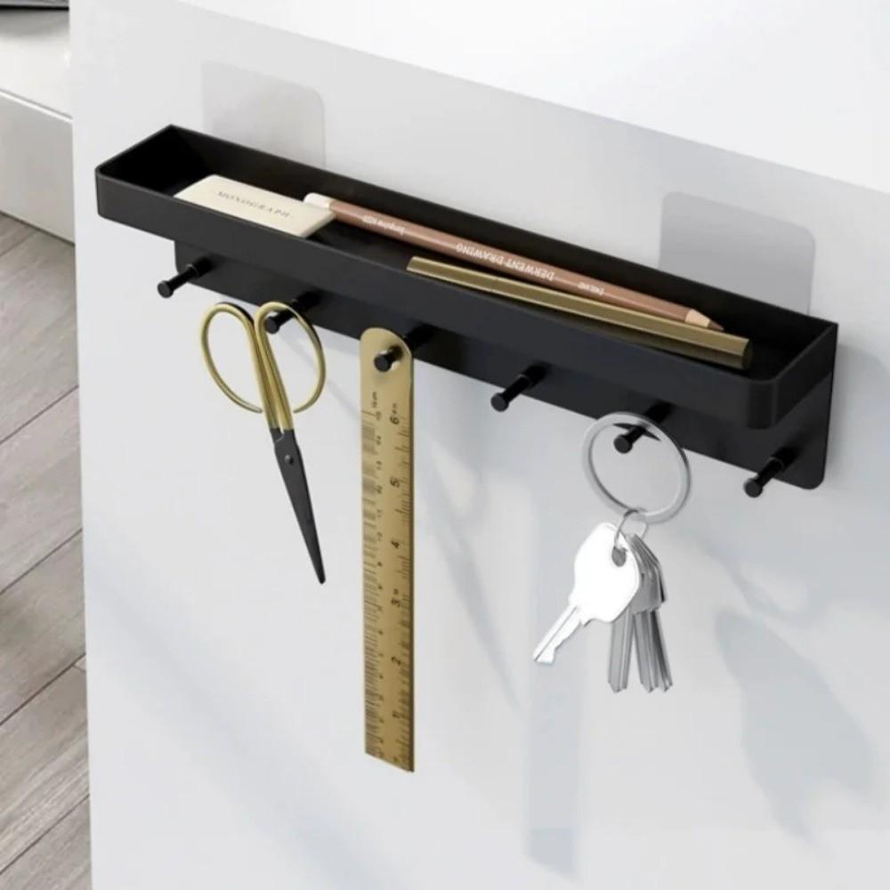 Wall Mounted Key Holder with 6 Hooks Shelf Organizer New Tableware Hanger Wall Decor