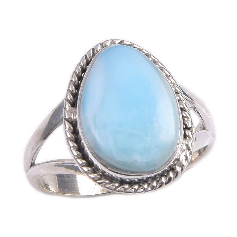 Natural Republic Larimar Gemstone 925 Solid Sterling Silver Gift Ring S.7 B0u47