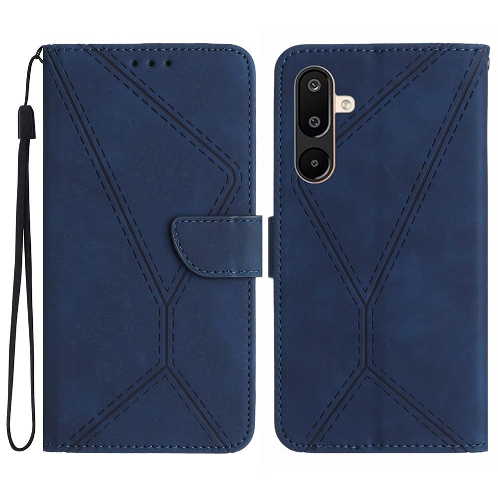 For Samsung Galaxy M16 5G/F16 5G Case Skin Touch Lines Imprinted PU Leather Flip Phone Cover
