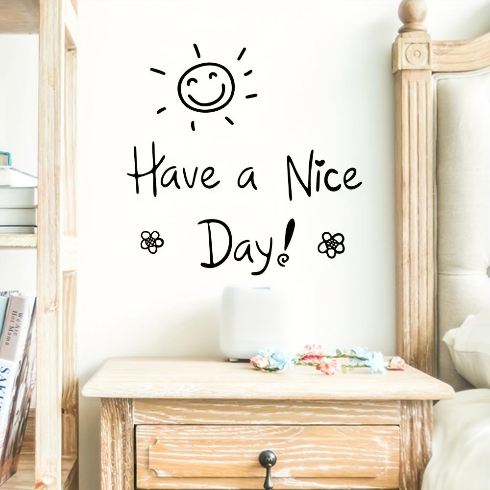 1pc Cheerful "Have a Nice Day" Wall Sticker with Smiling Face & Flowers-Modern PVC Self-Adhesive Decor for Living Room, Bedroom