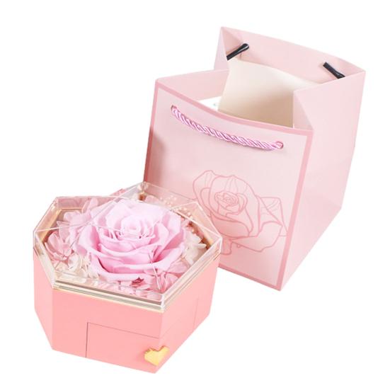 Eternal Rose Necklace Box Gift Acrylic Jewelry Drawer Box Preserved Roses Christmas Jewelry Case Mother Day Jewelry Box