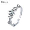 Lindon Classic Copper Alloy Zircon Ring Ladies Jewelry Wedding Promise Party Gift