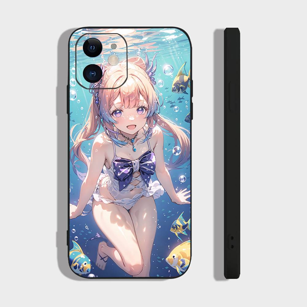 Чехол для телефона Sangonomiya Kokomi Genshin I-Impact Аниме для IPhone 17 Air 16 15 14 13 Pro Max 11 12 Черный Силиконовый Чехол