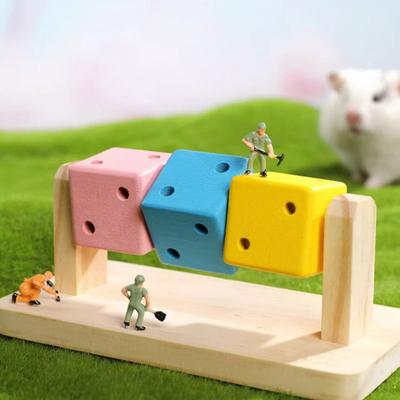 Yousheng Игрушка для обогащения хомяка Деревянные раскрашенные кубики Игрушка для жевания морской свинки Игрушка для стачивания зубов питомца для карликовых хомяков, кроликов, песчанок, шиншилл