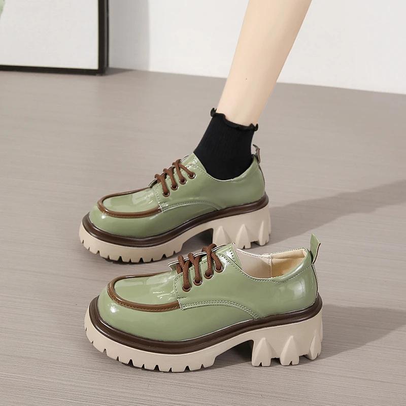 Fashion Shoes for Women 2024 Autumn Winter New Chunky Heel Platform Lace-up Women's Boots Fashionable Round Toe Motorcycle Boots