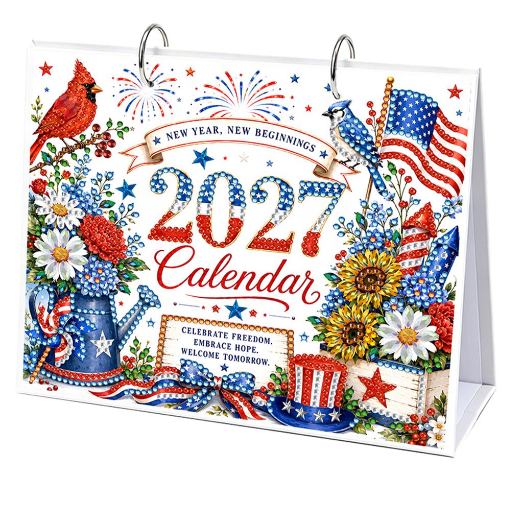 2027 Diamond Painting Calendar DIY 5D Crystal Rhinestone Table Desk Decor Home Office Art Gift