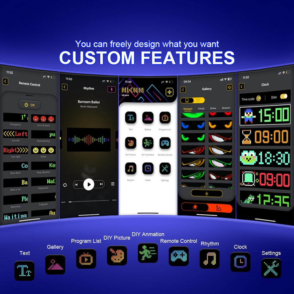 2PCS LED Devil Eye Light for Car Truck Windshield Animated LED Matrix Panel Sign Flexible Programmable Digital Display Light APP