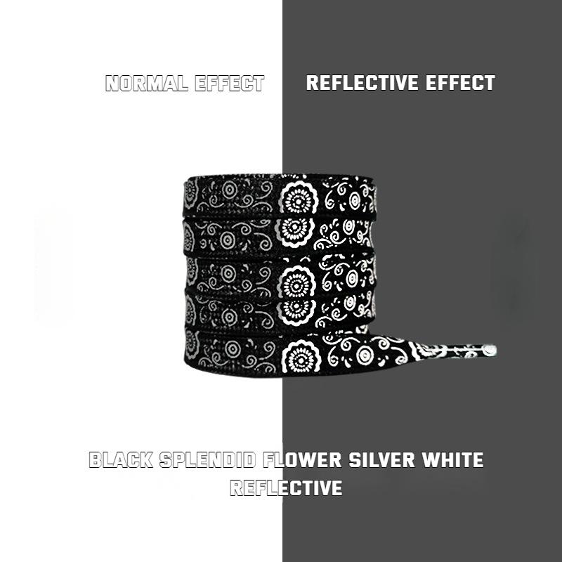 Colorful Reflective Gilding ShoeLaces Cashew Flower Shoelaces for Sneakers Hand-painted Sports Casual Basketball Tennis Shoelace