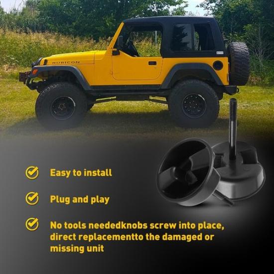 2 Hard Jeep Top Mounting Screw Knobs for Wrangler JK 07-17 Mount Tab Replacement