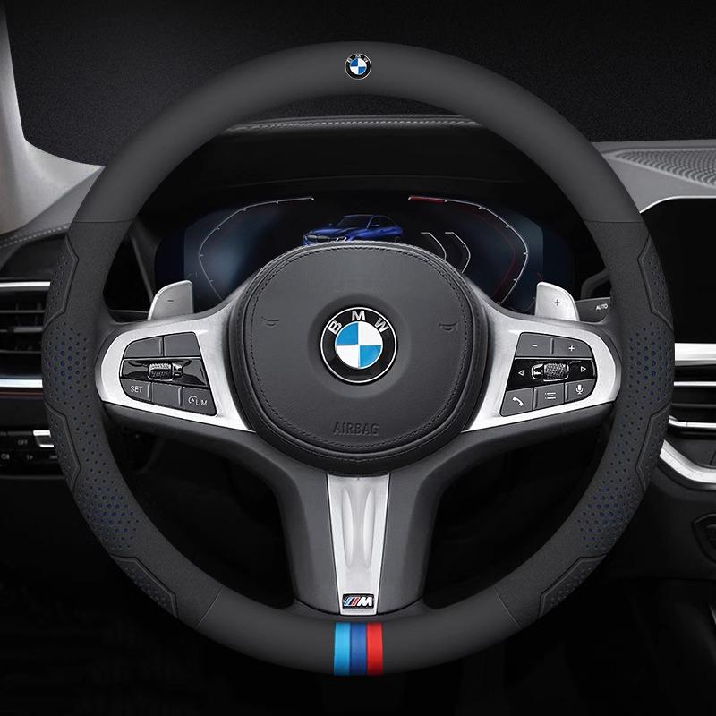 BMW E39 E46 E60 E70 E87 E90 F10 F15 F20 F25 F30 G05 G20 G30 X1 X3 X4 X5 X7 M2 M3 Car Carbon Fiber Leather Steering Wheel Cover YG5VD