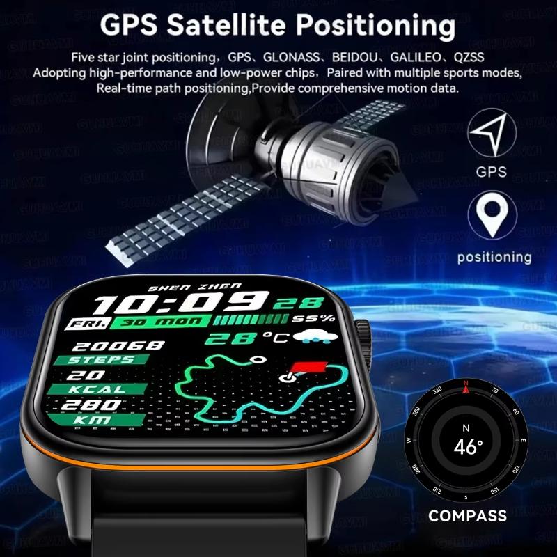 2025 Новые Uric Горячие продажи Встроенный GPS Спортивные Смарт-часы Мужские 2,01-дюймовый HD-экран Компас 5ATM Bluetooth-звонок Фитнес На открытом воздухе Взрослые