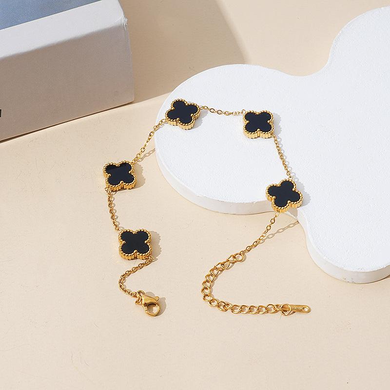 Браслет из нержавеющей стали с четырьмя листами клевера не теряет цвет женский титановый стальной старший Sense Ins стиль ювелирных изделий