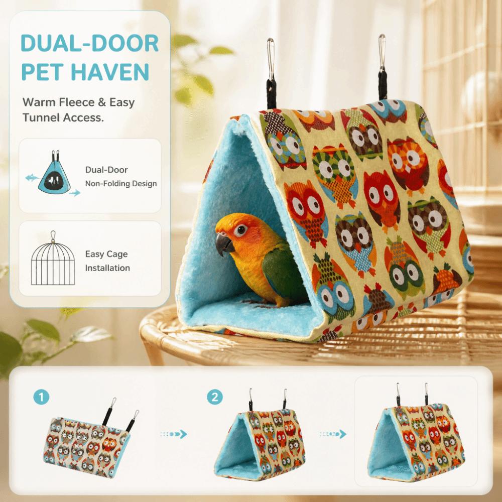 Soft Hammock Material Plush Bird Hut Cozy Plush Fabric Bird Cage Hut Tent For Budgies
