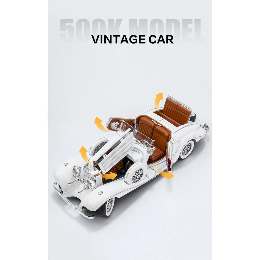 1/18 Mercedes-Benz 500K 1936 Металлическая литая модель автомобиля Игрушка Звук и свет Детская игрушка Коллекционные предметы Подарок на день рождения